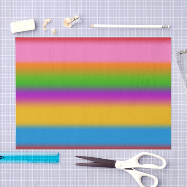Vibrant Multicolour Rainbow Gradient Stripes  Tissue Paper (Craft)
