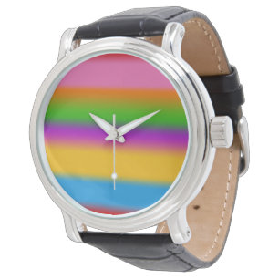 Vibrant Multicolour Rainbow Gradient Stripes Watch