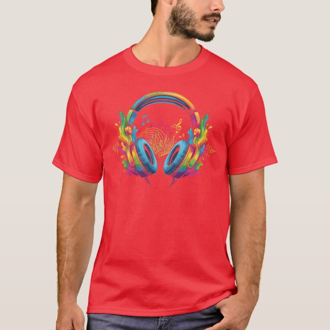 Vibrant Music Headphones Illustration friend T-Shirt (Front)