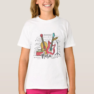 Vibrant Musical Instruments Illustration T-Shirt