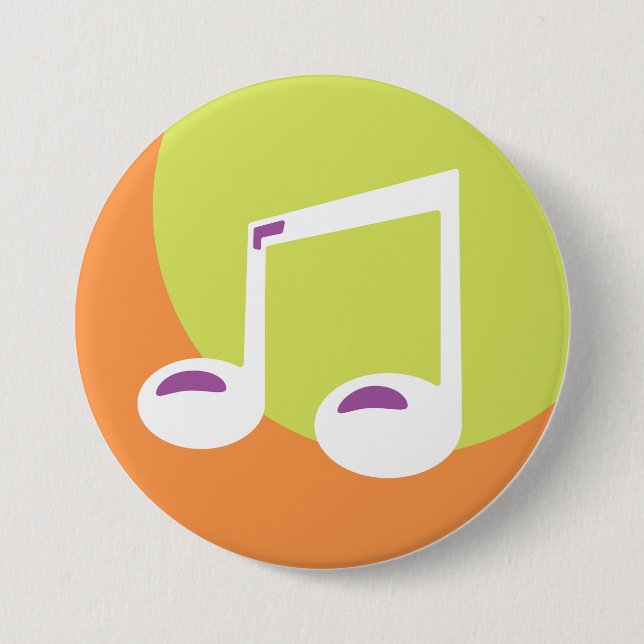 Vibrant Musical Note Double Eighth Button (Front)