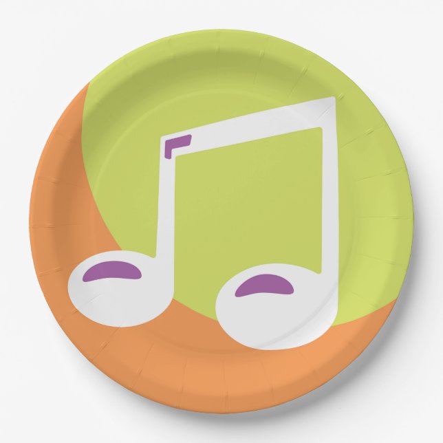 Vibrant Musical Note Double Eighth Paper Plates (Front)