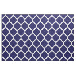 Vibrant Navy Blue Moroccan Quatrefoil Pattern Fabric