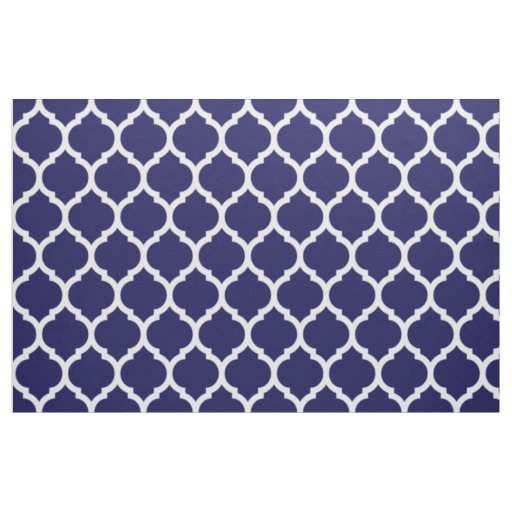 Vibrant Navy Blue Moroccan Quatrefoil Pattern Fabric
