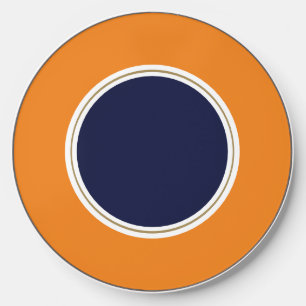 Vibrant Navy Blue Orange White Concentric Rings Wireless Charger