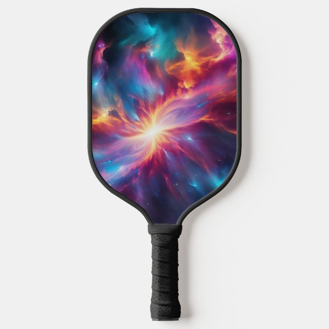 Vibrant Nebula Explosion Pickleball Paddle (Front)