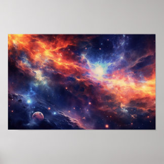 Vibrant Nebula Galaxy Art — Colorful Cosmic Space Poster