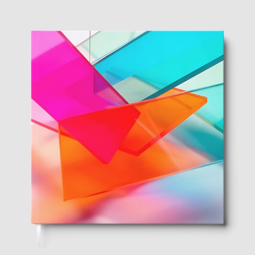 Vibrant Neon Abstract 3D Translucent Rectangles Guest Book