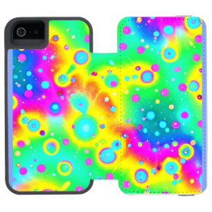 Vibrant Neon Blaze Pattern iPhone SE/5/5s Wallet Case