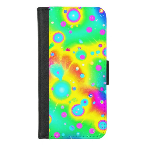 Vibrant Neon Blaze Pattern iPhone 87 Wallet Case