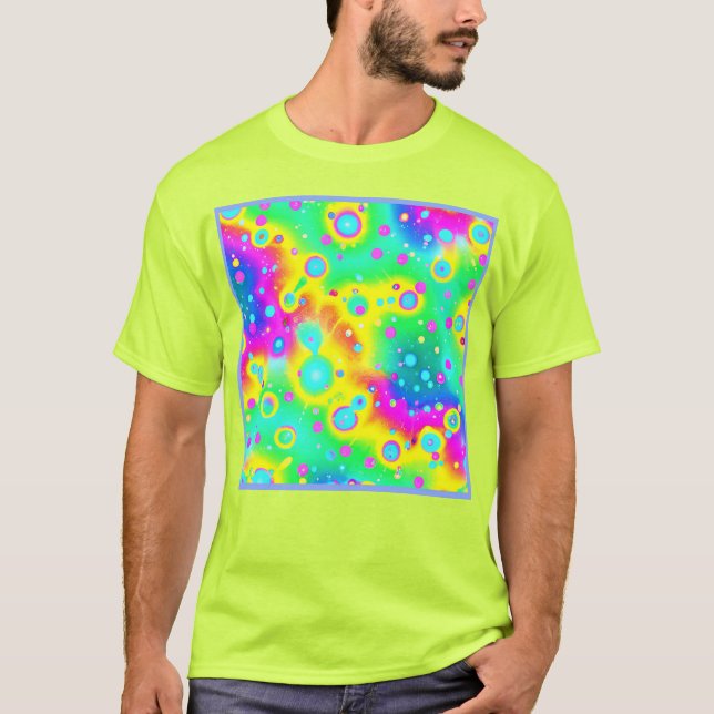 Vibrant Neon Blaze Pattern T-Shirt (Front)
