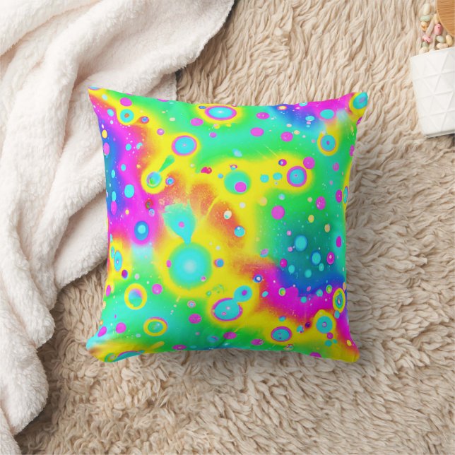 Vibrant Neon Blaze Pattern Throw Pillow (Blanket)