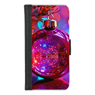Vibrant Neon Christmas Ornament Design iPhone 8/7 Wallet Case