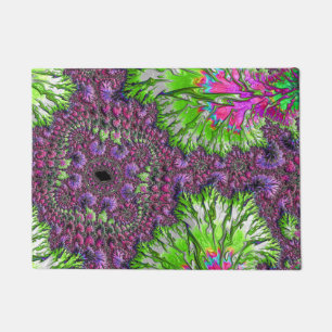 Vibrant Neon Colorful Trippy Groovy Fractal Art Doormat