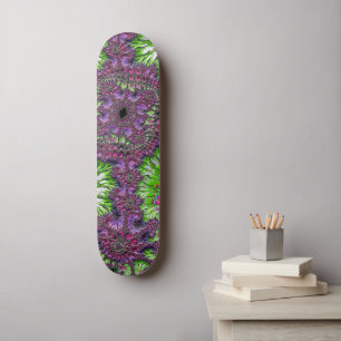 Vibrant Neon Colorful Trippy Groovy Fractal Art Skateboard