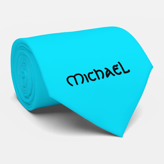 Vibrant neon fluorescent blue celtic Name Neck Tie (Rolled)
