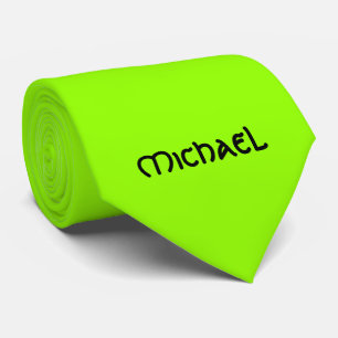 Vibrant neon fluorescent green celtic Name Neck Tie