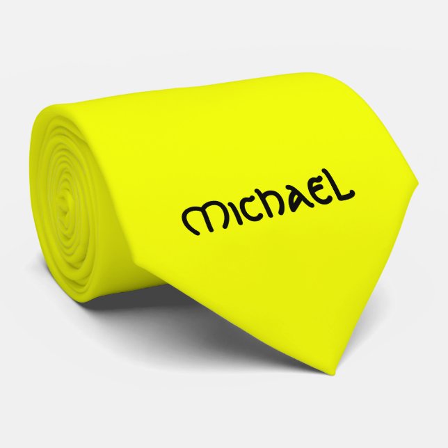 Vibrant neon fluorescent yellow celtic Name Neck Tie (Rolled)