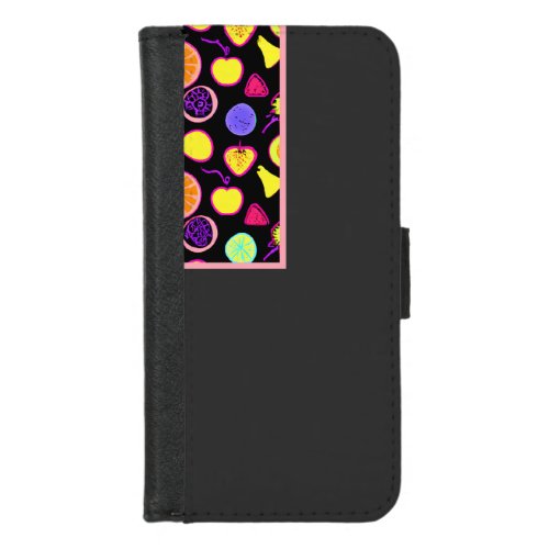 Vibrant Neon Fruits Artistry iPhone 87 Wallet Case