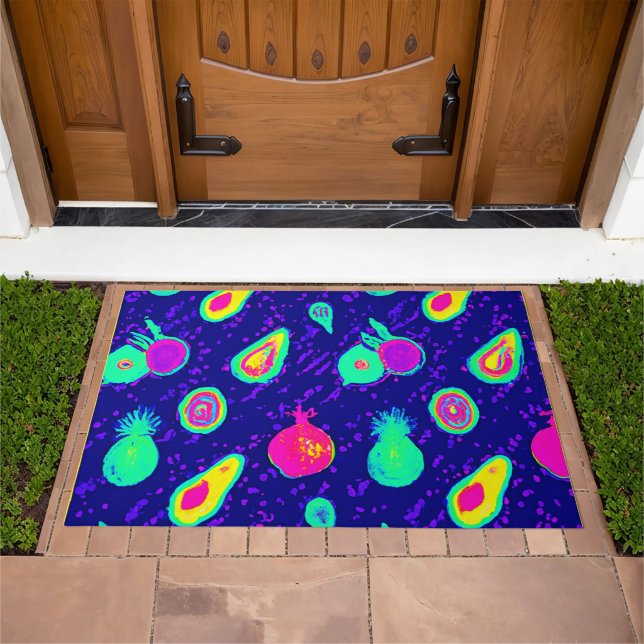 Vibrant Neon Fruits Pattern Design Doormat (Outdoor)