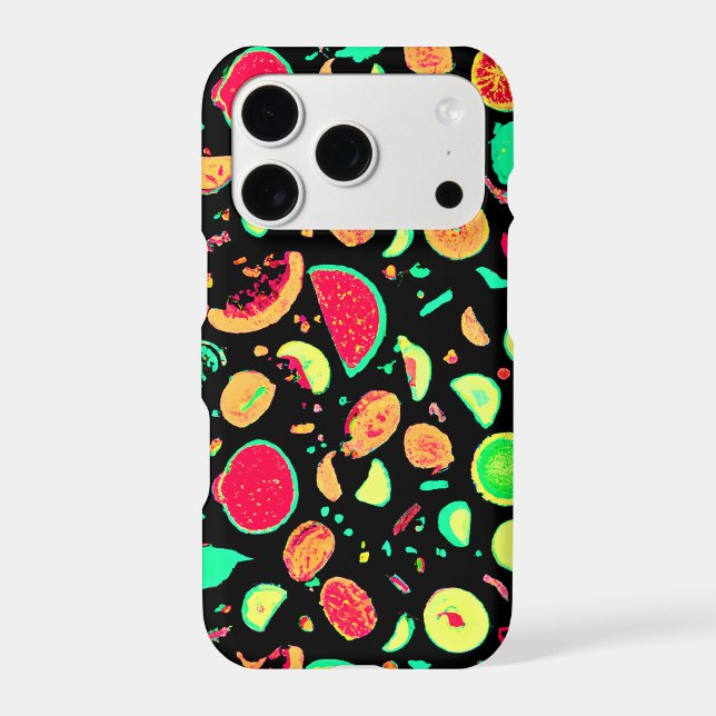 Vibrant Neon Fruits Pattern Iphone Case (Back)