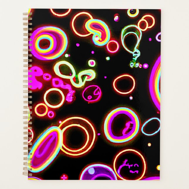 Vibrant Neon Glow Pattern Planner (Front)