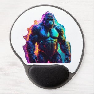 Vibrant Neon Gorilla Art Print Gel Mouse Pad