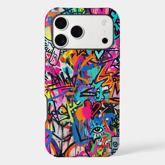 Vibrant Neon Graffiti Pattern iPhone Case (Back)