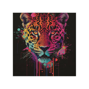Vibrant Neon Leopard Metal Wall Art