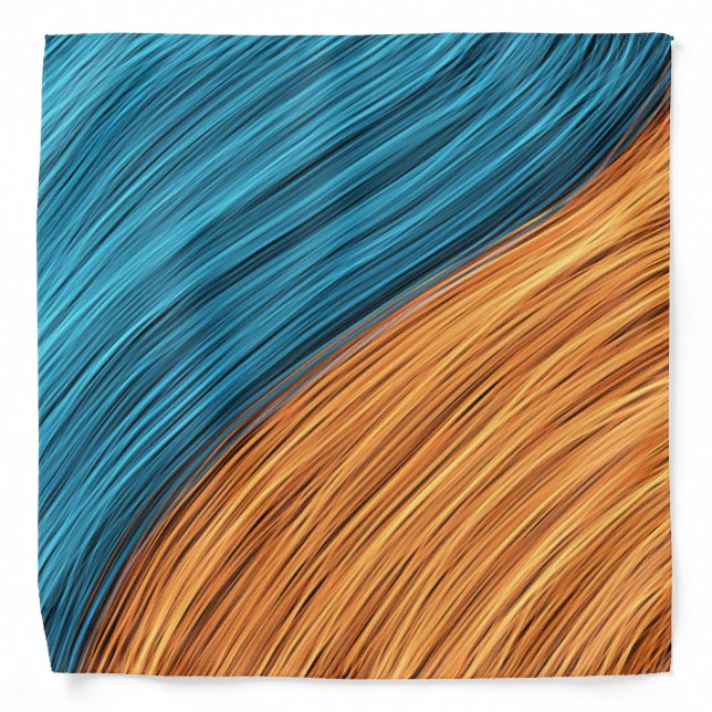 Vibrant Neon Light Strands of Blue and Orange Bandana (Front)