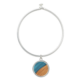 Vibrant Neon Light Strands of Blue and Orange Bangle Bracelet