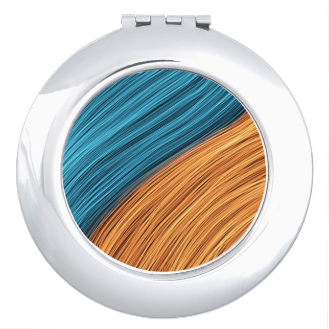 Vibrant Neon Light Strands of Blue and Orange Compact Mirror (Front)