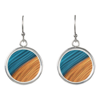 Vibrant Neon Light Strands of Blue and Orange Earrings