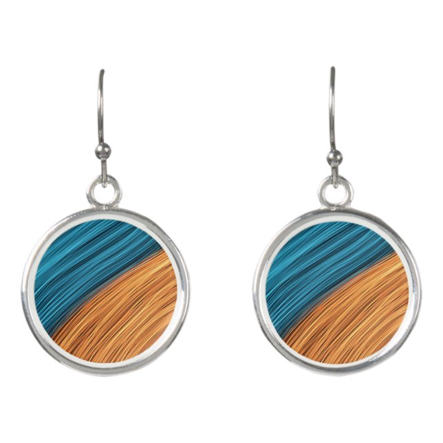 Vibrant Neon Light Strands of Blue and Orange Earrings (Front)