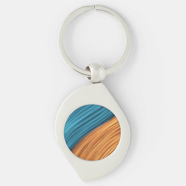 Vibrant Neon Light Strands of Blue and Orange Keychain (Front)
