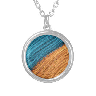 Vibrant Neon Light Strands of Blue and Orange Silver Plated Necklace