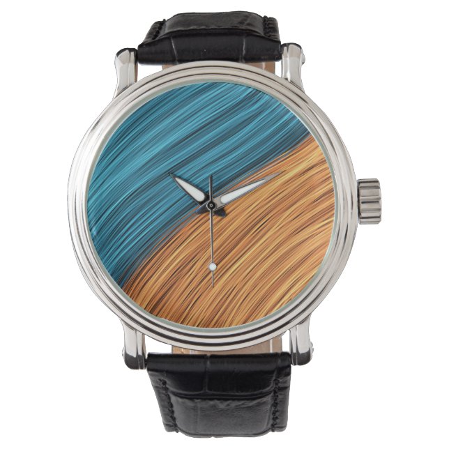 Vibrant Neon Light Strands of Blue and Orange Watch (Front)