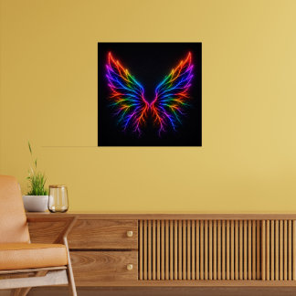 Vibrant Neon Lightning Wings in Full Spectrum Wall Poster