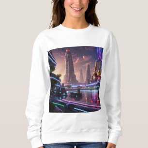 Vibrant Neon Lights of Cyberpunk Bangkok   Sweatshirt