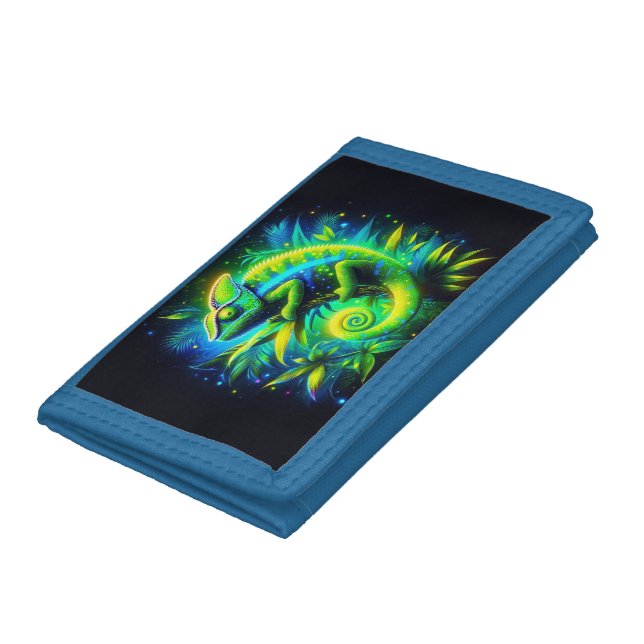Vibrant Neon Lizard Trifold Wallet (Bottom)