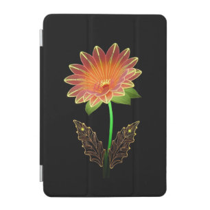 Vibrant Neon-Outlined Flower With Lush Green Leave iPad Mini Cover