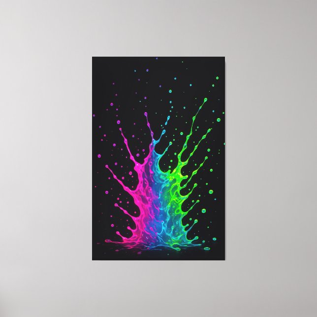 Vibrant Neon Paint Splash Abstract Wall Art (Front)