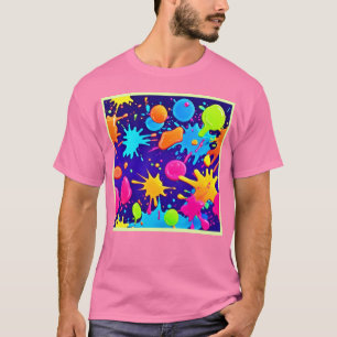 Vibrant Neon Paint Splatter Art T-Shirt