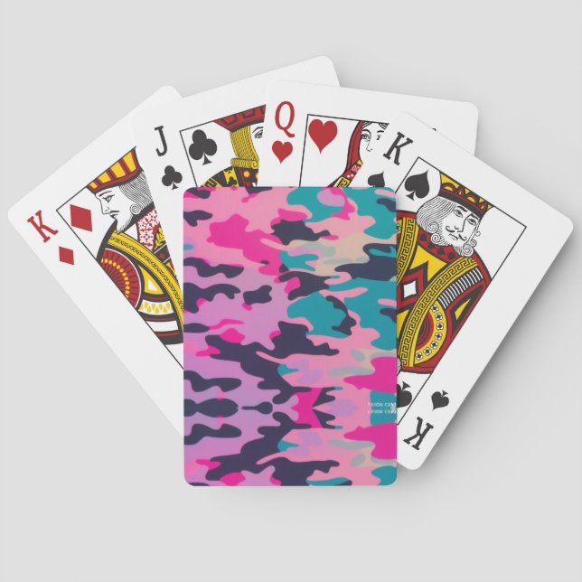 Vibrant Neon Pastel Camo Designer Playing Cards (Back)