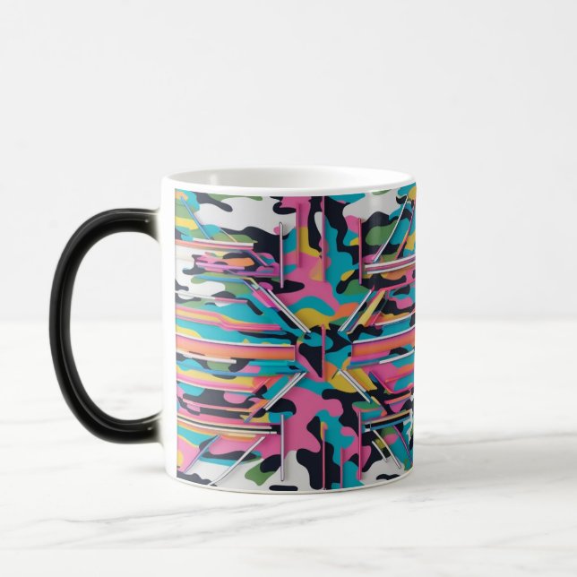 Vibrant Neon Pastel Camo Magic Color Changing Mug (Left)