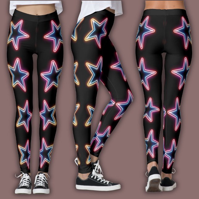 Vibrant Neon Pattern | 80's Electric Star Leggings (Creator Uploaded)