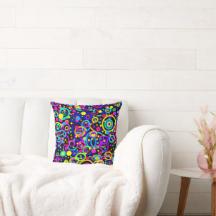 Vibrant Neon Pattern Art Design Throw Pillow