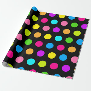Vibrant Neon Polka Dot Pattern Wrapping Paper