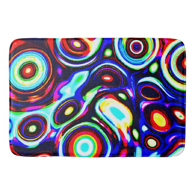 Vibrant Neon Pulse Pattern Bath Mat (Front)