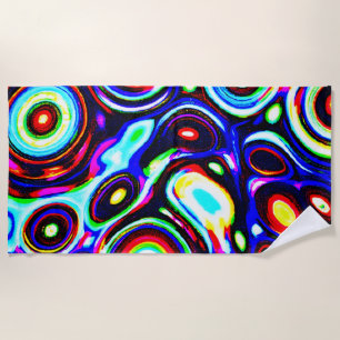 Vibrant Neon Pulse Pattern Beach Towel